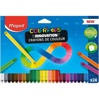 Maped - Pastelli colorati Color'PEPS INFINITY – 24 pezzi – 100% mina colorata – non è necessario temperare