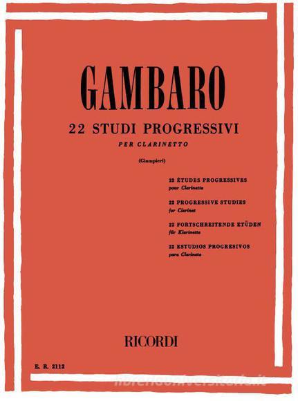 22 Studi Progressivi Per Clarinetto Ed. A. Giampieri - Ricordi