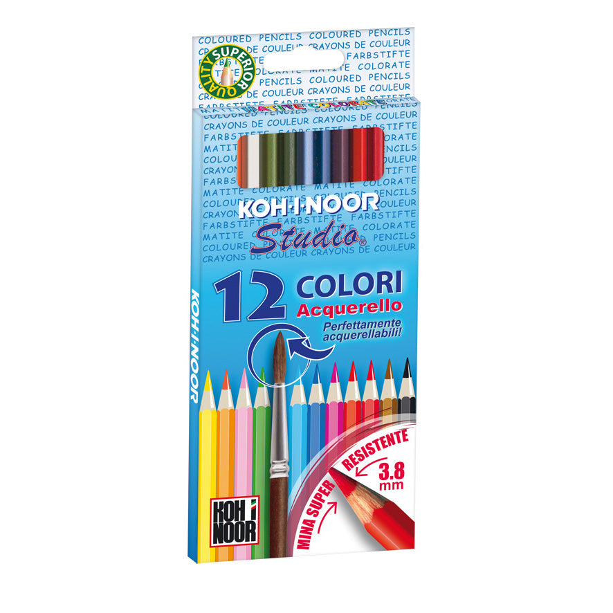 Kohi-I-Noor studio 12 colori acquerello mina 3,8 mm