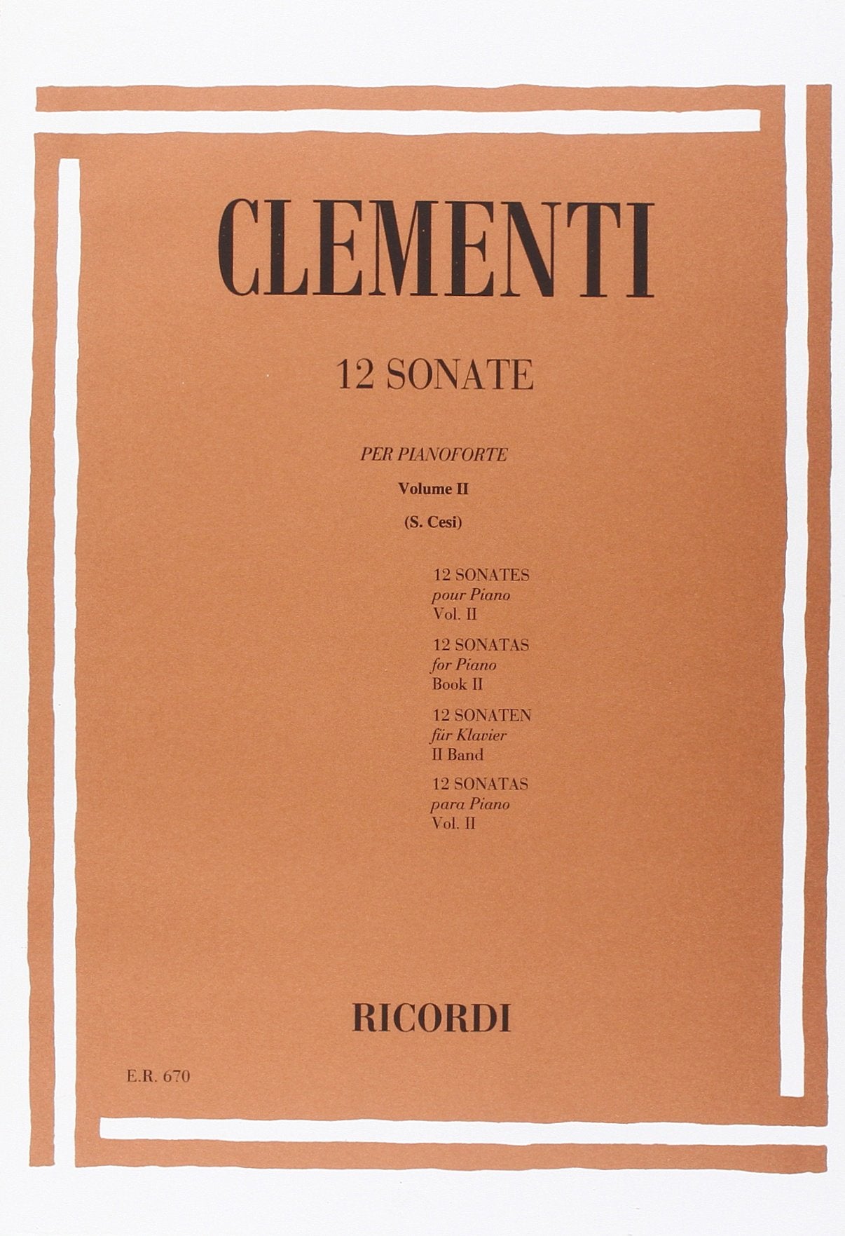 12 Sonate volume II: NN. 7-12 Clementi - Ed. Ricordi