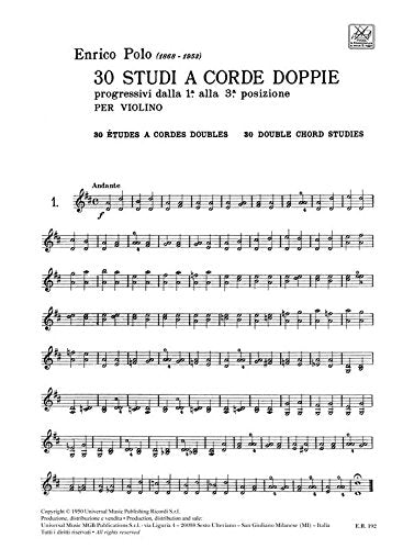 30 Studi a corde doppie Polo -Edizione Ricordi-Violino