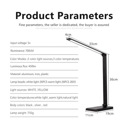 Lampada LED da tavolo scrivania dimmerabile con timer e porta USB