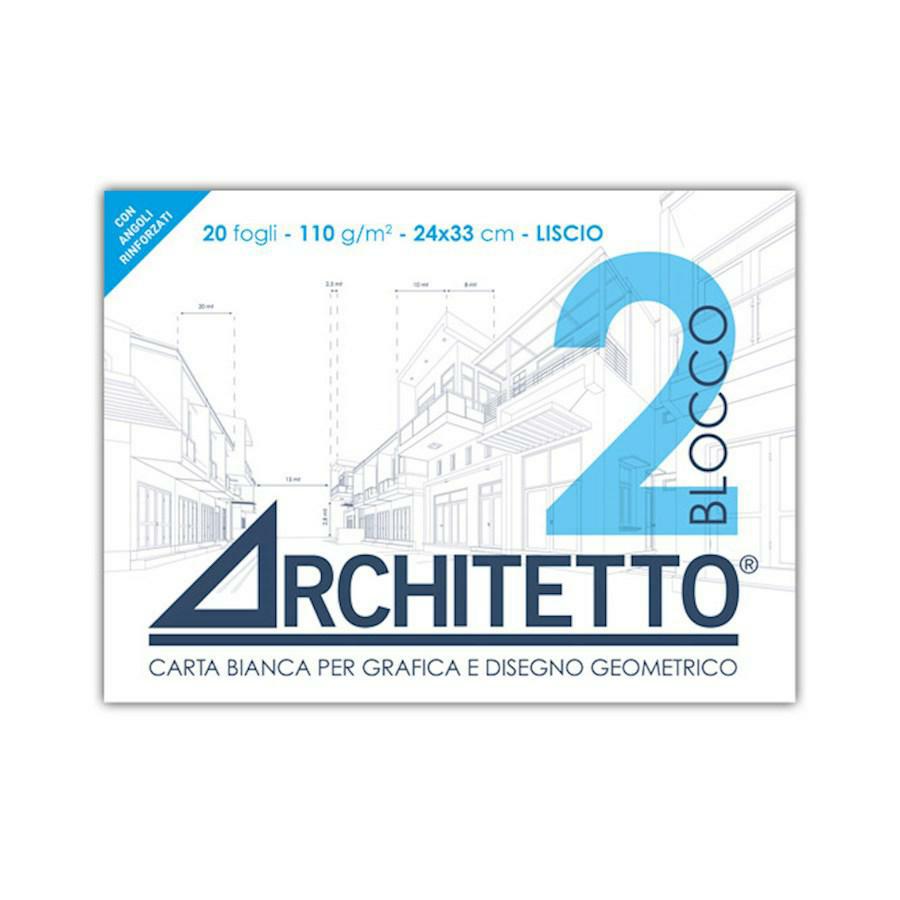 Album da disegno F2 architetto liscio, 20 fg-110 g/mq- 24x33